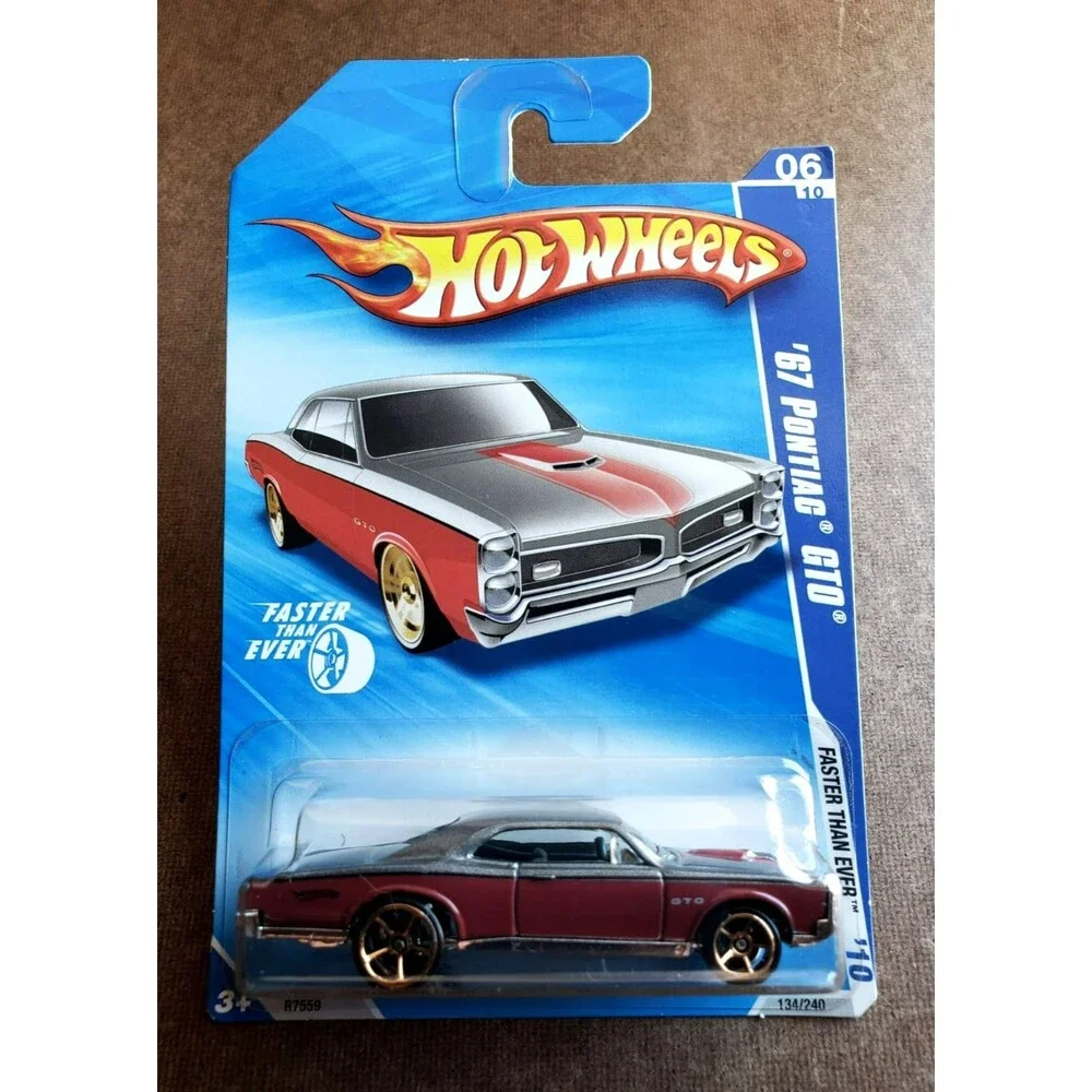 2010 Hot Wheels '67 PONTIAC GTO Dark GRAY/RED FASTER THAN EVER SERIES #6/10 1:64